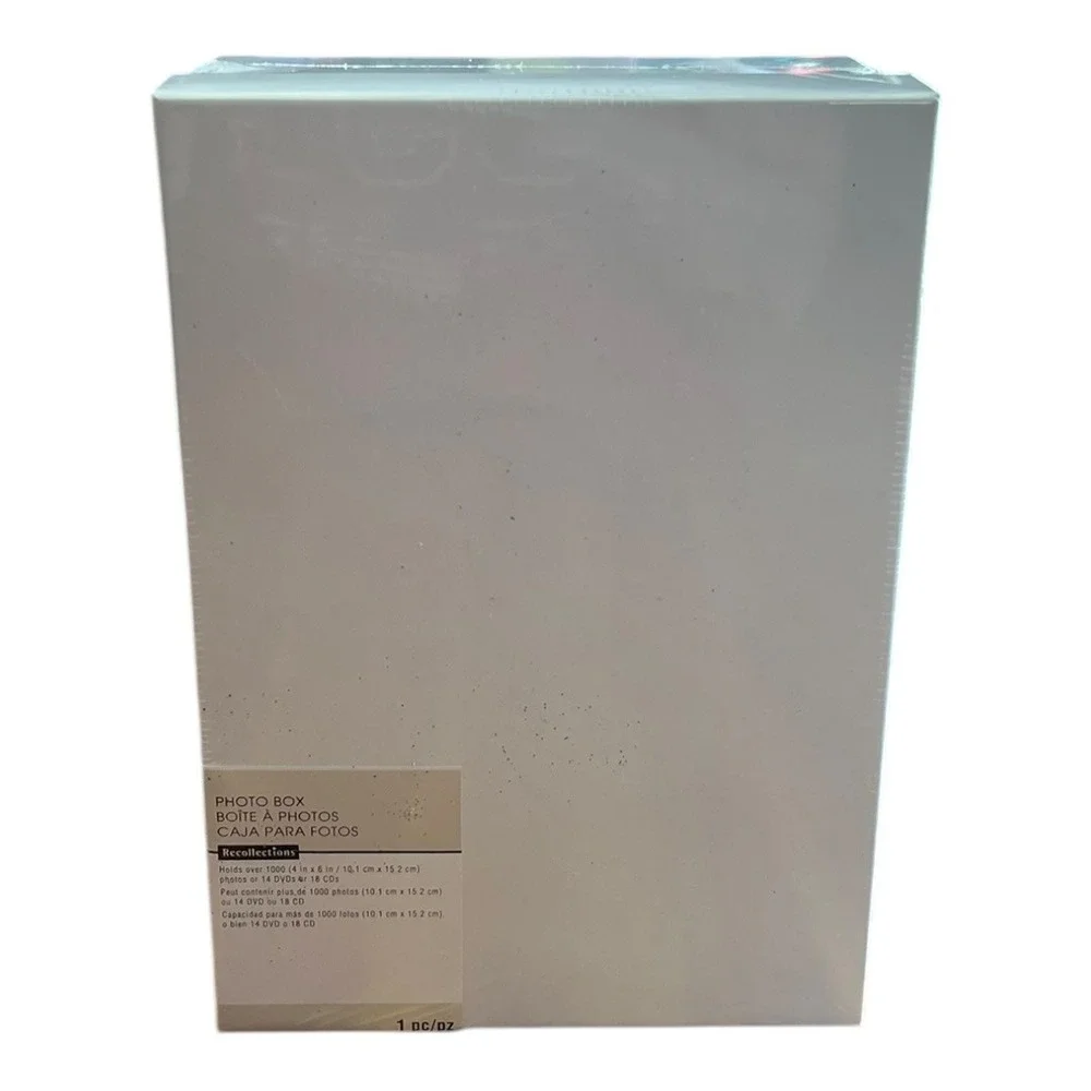 Recollections Photo Box White Glitter Sparkle 1000+ Capacity New Sealed